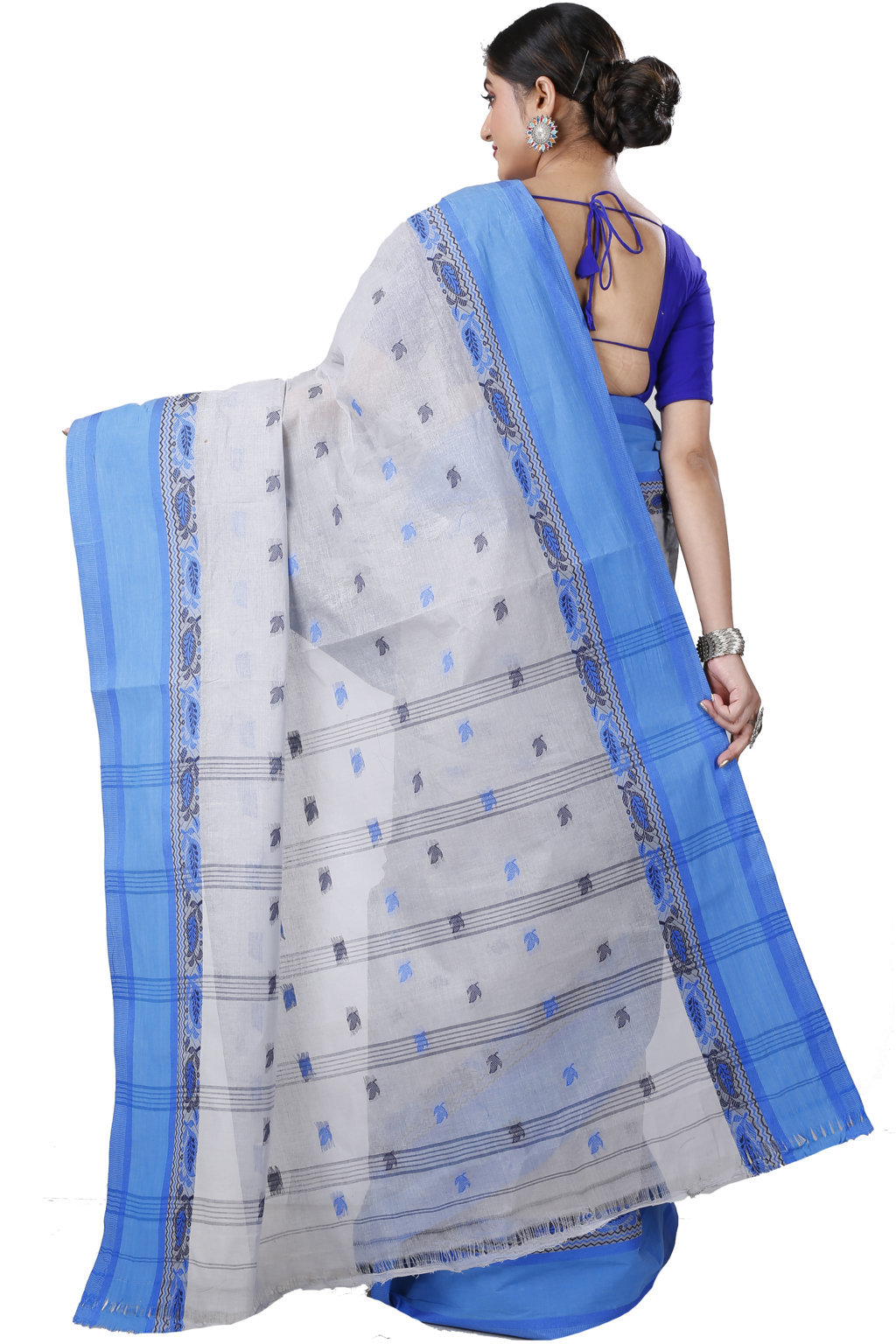 Grey Pure Cotton Provati Tant Saree (1071)